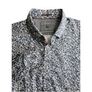 Ted Baker London Men 16.5 Shirt All Over Micro Floral Print Long Sleeve Casual